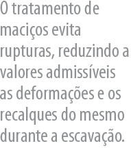 O tratamento de macios evita rupturas, reduzindo a valores admissveis as deformaes e os recalques do mesmo durante a escavao.