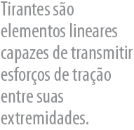 Tirantes so elementos lineares capazes de transmitir esforos de trao entre suas extremidades.