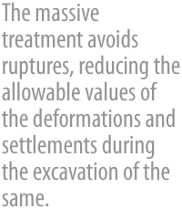 O tratamento de maciços evita rupturas, reduzindo a valores admissíveis as deformações e os recalques do mesmo durante a escavação.